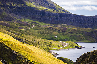 The road along the coast of the Strandir Coast, Djupavik, West Fjords, Iceland