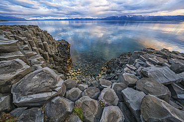 Columnar basalt near the town of Hofsos, Iceland