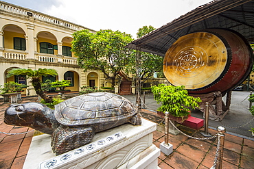 Giant precious sapphire turtle at the Central Sector of the Imperial Citadel of Thang Long, Hanoi, Vietnam