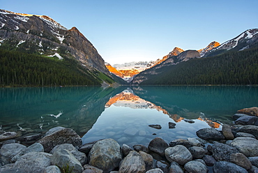 Sunrise at Lake Louise in the Rocky Mountains, Banff National Park, Lake Louise, Alberta, Canada