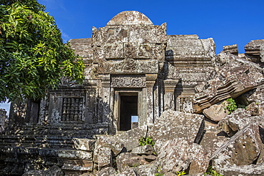 Ruins of the Main Sanctuary, as seen from West of Gopura I, Preah Vihear Temple, Preah Vihear, Cambodia