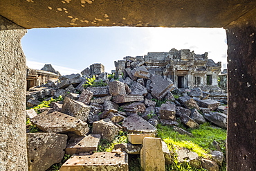 Ruins of the Main Sanctuary, as seen from the East Gallery of Gopura I, Preah Vihear Temple, Preah Vihear, Cambodia