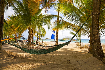 Empty hammock on a tropical beach, Negril, Jamaica