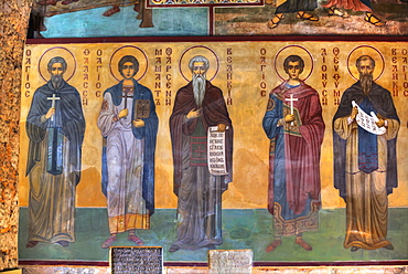 Interior fresco painting in St. Sophia Cathedral, Veliky Novgorod, Novgorod Oblast, Russia