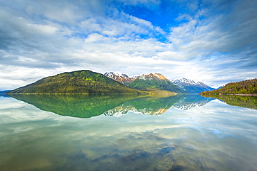 Reflections of Kenai Mountains in Kenai Lake, Alaska, United States of America