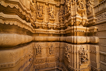 Ornate carvings in a Temple in Jaisalmer Fort, Jaisalmer, Rajasthan, India