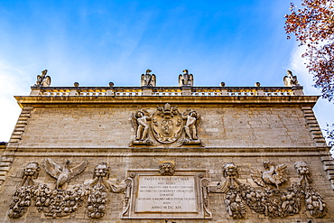 Historic monument with plaque, Avignon, Provence Alpes Cote d'Azur, France