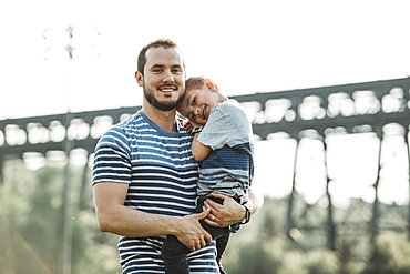 Portrait of a father and young son, Edmonton, Alberta, Canada