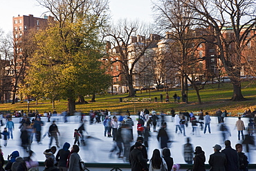 People skating in an ice rink, Frog Pond, Boston Common, Boston, Suffolk County, Massachusetts, USA