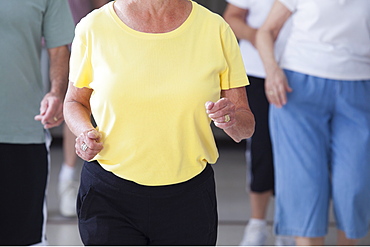 Senior people exercising in an exercising class