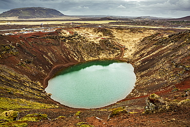 Kerid crater, a volcanic crater lake located in the Grimsnes area; Iceland