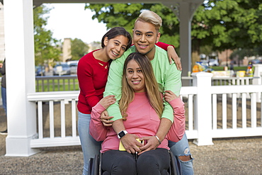 Portrait of three happy friends