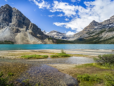 Bow Lake in the Rocky Mountains of Banff National Park along the Icefield Parkway; Improvement District No. 9, Alberta, Canada