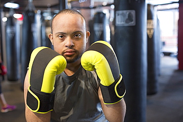 Man with Down Syndrome boxing