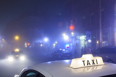 Taxi cab in the city in Boston