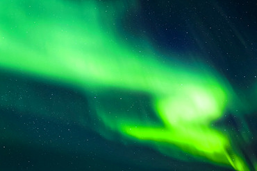 Bright aurora dancing in the sky, Taylor Highway, Interior Alaska in autumn; Alaska, United States of America