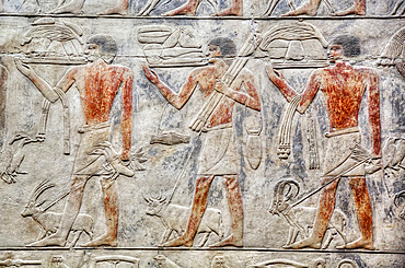 Reliefs, Mastaba of Kagemni, Necropolis of Saqqara, UNESCO World Heritage Site; Saqqara, Egypt