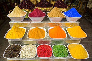 Spices for sale, Sharia el Souk (Bazaar); Aswan, Egypt