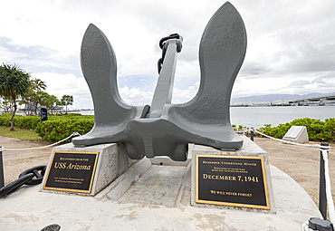 Anchor display on the shore of Pearl Harbour, war memorial; Oahu, Hawaii, United States of America