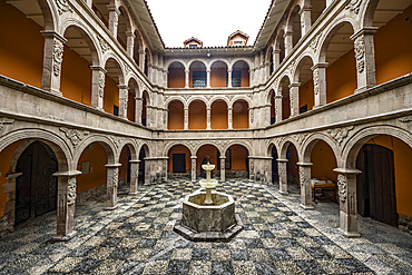 Calcite alabaster fountain in the courtyard of the National Art Museum; La Paz, La Paz, Bolivia