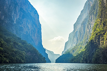 View of Sumidero Canyon, which is represented on the Chiapas state seal, Sumidero Canyon National Park; Chiapas, Mexico