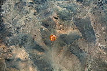 Bird’s-eye view of hot air balloon; Luxor, Egypt