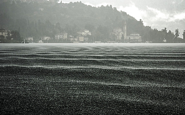 Rain on a stormy Lake Como; Lombardia, Italy