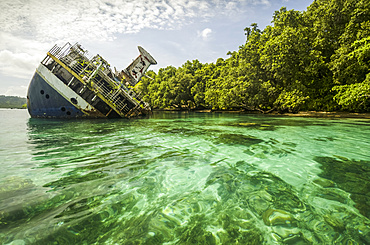 Shipwrecked World Discoverer cruise in tropical waters of the Solomon Islands, Roderick Bay; Nggela Islands, Solomon Islands