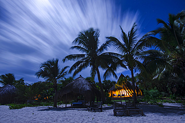 Long exposure of a beach taken at midnight in Mozambique; Benguera Island, Bazaruto Archipelago, Mozambique
