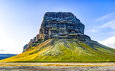 A rugged rock formation in Southern Iceland; Skaftarhreppur, Southern Region, Iceland
