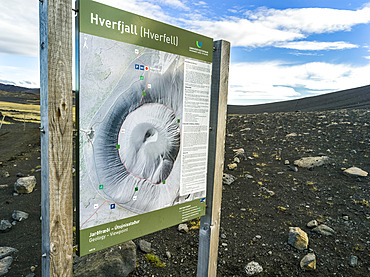 The Hverfjall crater, a tephra cone or tuff ring volcano in Northern Iceland. The crater is approximately 1 kilometre in diameter; Skutustadahreppur, Northeastern Region, Iceland