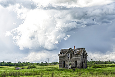 Amazing clouds over the landscape of the American mid-west as supercell thunderstorms develop; Nebraska, United States of America