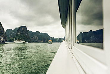 Ha Long Bay with boats; Quang Ninh Province, Vietnam