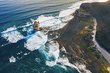 Drone view of Batu Payung at sunset; Lombok Tengah, West Nusa Tenggara, Indonesia