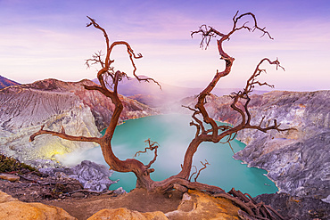 Sunrise at Ijen Volcano crater; East Java, Java, Indonesia