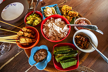 Balinese dishes served at Ruma Desa Balinese Home and Cooking Studio; Banu, Bali, Indonesia