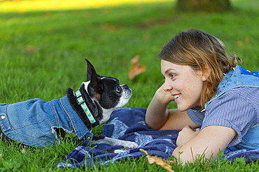 An owner delighting in a recovery dog, whose days are numbered; North Vancouver, British Columbia, Canada