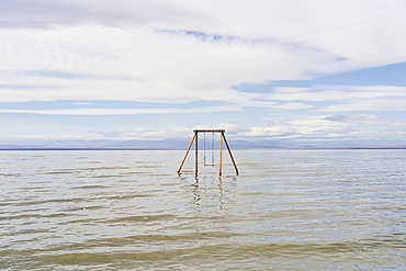 Artist installed swing set at Bombay Beach in the Salton Sea; Bombay Beach, California, United States of America