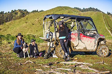 The Blue Duck lodge located in the Whanganui National park is a working cattle farm with a focus on conservation. Travelers take horses to a scenic viewpoint to watch the sunrise over the rainforest; Retaruke, Manawatu-Wanganui, New Zealand