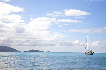 Sailboat in Cane Garden Bay off the island of Tortola in the Caribbean, Tortola, British Virgin Islands