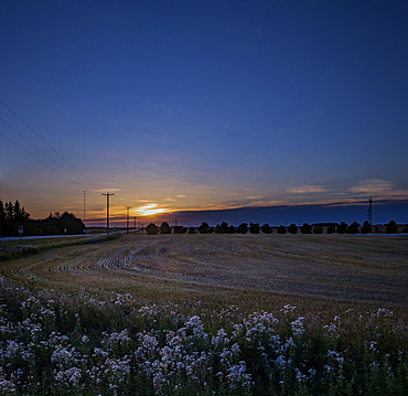 Beautiful scenic landscape in the countryside of Alberta at sunset, Alberta, Canada