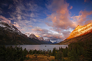 Glaciers surround Saint Mary Lake in Glacier National Park, Montana, USA, Montana, United States of America