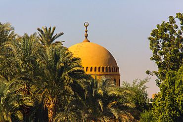 Close-up of a golden dome of a mosque on the banks of the Nile River, Egypt, North Africa, Africa