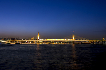 Ataturk Bridge at night in Istanbul, Turkey, Istanbul, Turkey