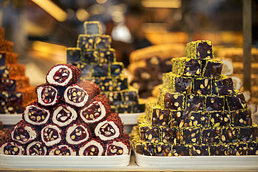 Turkish Delight on display at the Spice Bazaar in Istanbul, Istanbul, Turkey