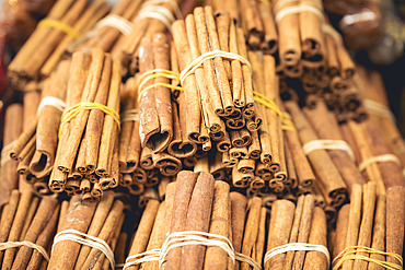 Bundled Cinnamon sticks for sale at the Spice Bazaar, Istanbul, Turkey