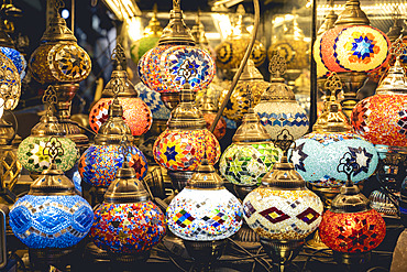 Ottoman glass lanterns for sale at the Egyptian Bazaar, Istanbul, Turkey