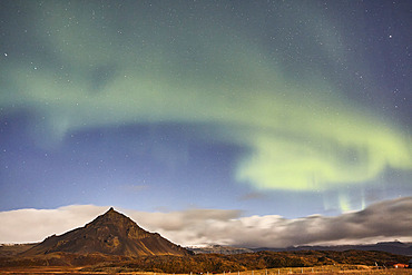 Northern Lights over Hellnar, Snaefellsnes peninsula, west coast of Iceland, Hellnar, Iceland