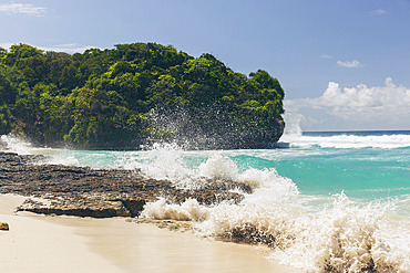 Pristine turquoise ocean water and white sand beach on an island in the Indian Ocean, Southeast Asia, Patiala Bawa, Lamboya, West Sumba Regency, East Nusa Tenggara, Indonesia