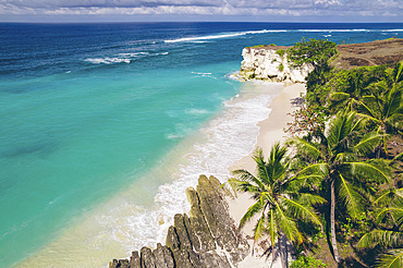 Beautiful tropical coastline of Mbawana Beach with the surf rolling in the distance, East Nusa Tenggara, Indonesia, Kodi Bangedo, Southwest Sumba Regency, East Nusa Tenggara, Indonesia